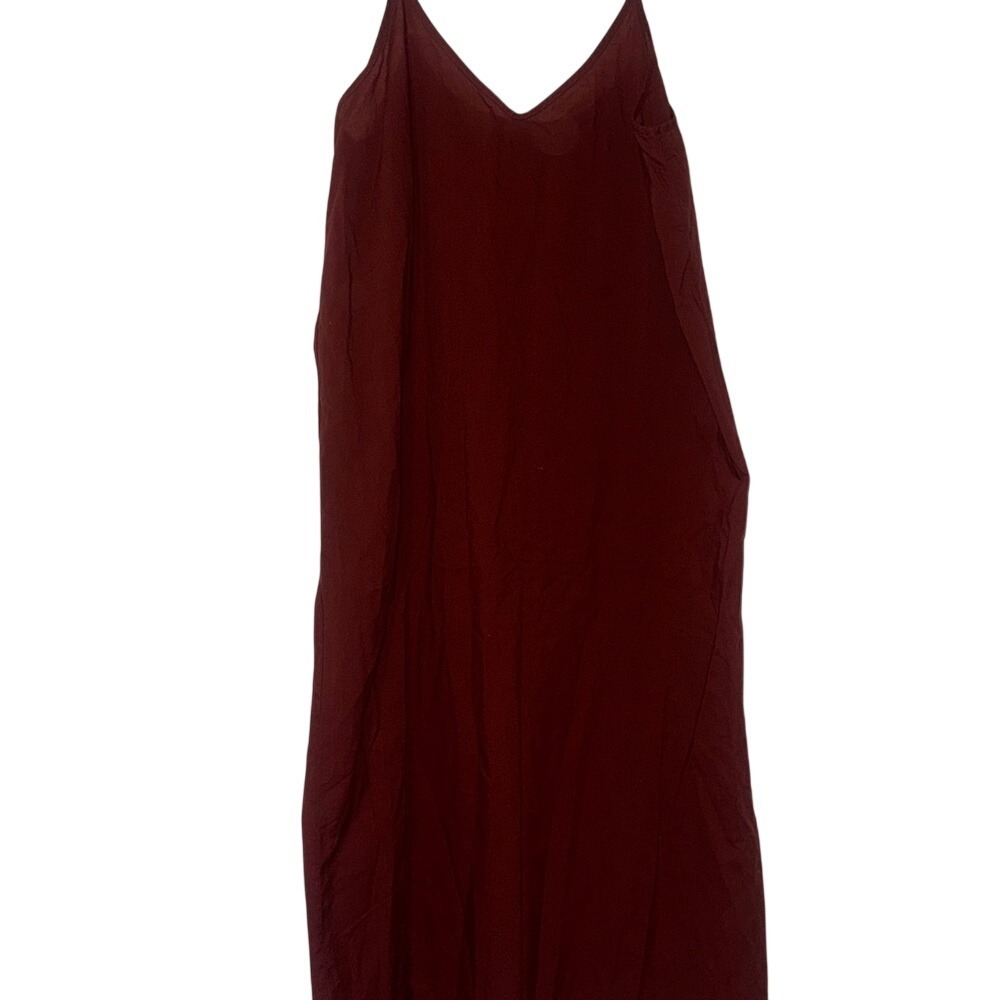 Chic Rusty Burgundy Linen Slip Dress‎